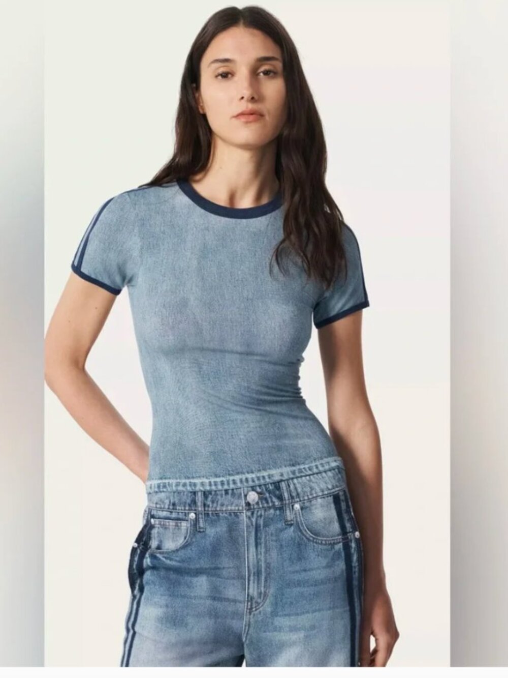 rag & bone Miramar Track Baby Tee Stretch Jersey